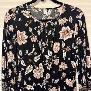 Old Navy Boho Cottagecore Black Floral Tiered Midi/Maxi Dress NWOT Medium